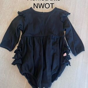 Ruffle Long Sleeve Black Baby Romper